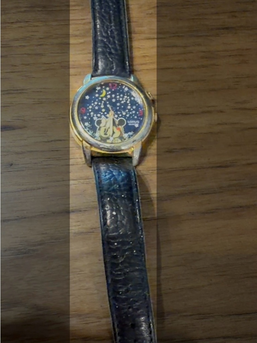 Gold-Tone Disney Mickey Mouse Night Sky Watch with Black Strap